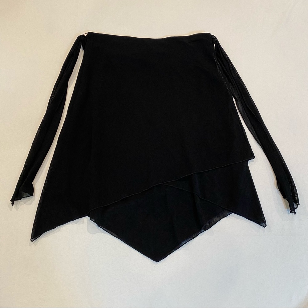Vintage 90s Y2K Ralph Lauren Black Women's Asymmetrical Mini Skirt, Fairy Grunge